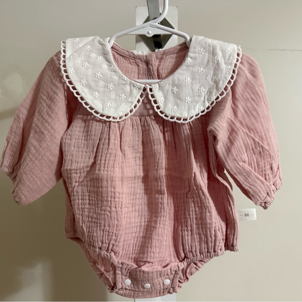New Long Sleeve Muslin Bubble Romper